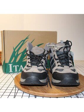 Itasca Nepal Men 12 Hiking Boots Grey Suede Mesh Trail Light Utility Comfort New